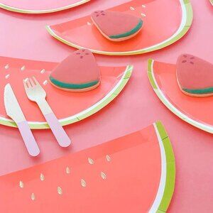NWT - Meri Meri Watermelon Paper Plates (16) and Paper Napkins (32)